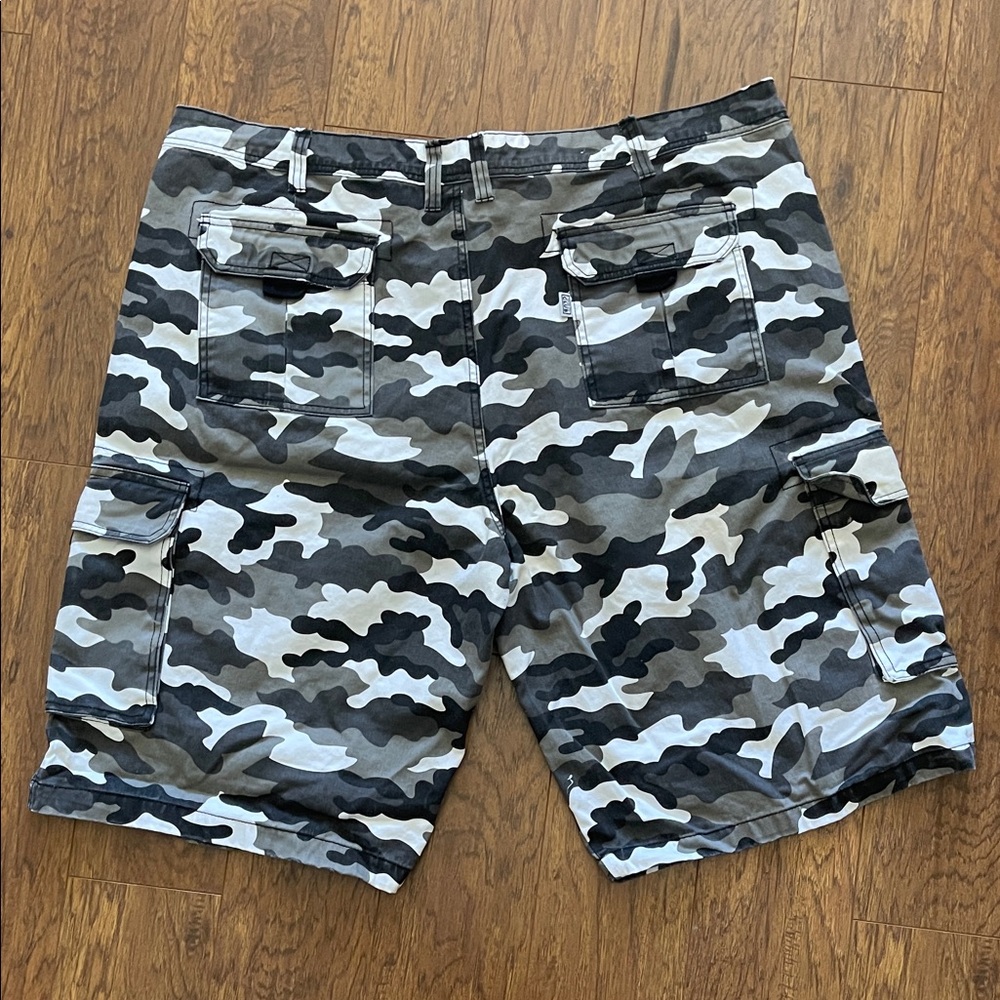 Pro Club Big Men's 46 Grey Camo Cotton Twill Cargo 13" Shorts Outdoor Sporty